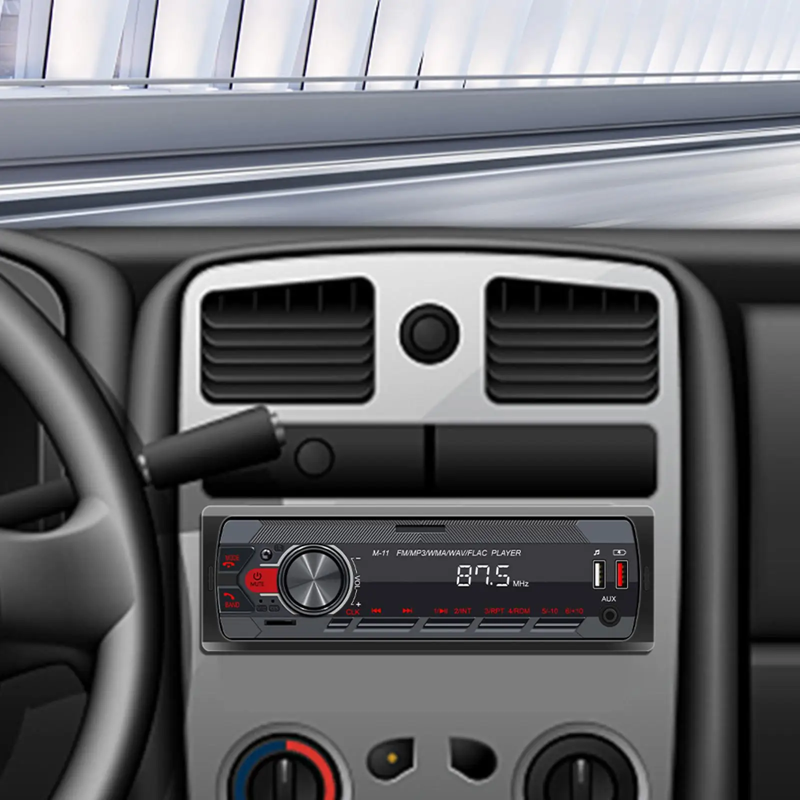 Bluetooth Car Stereo Audio Anti Interference Dual USB Port RCA Audio Output