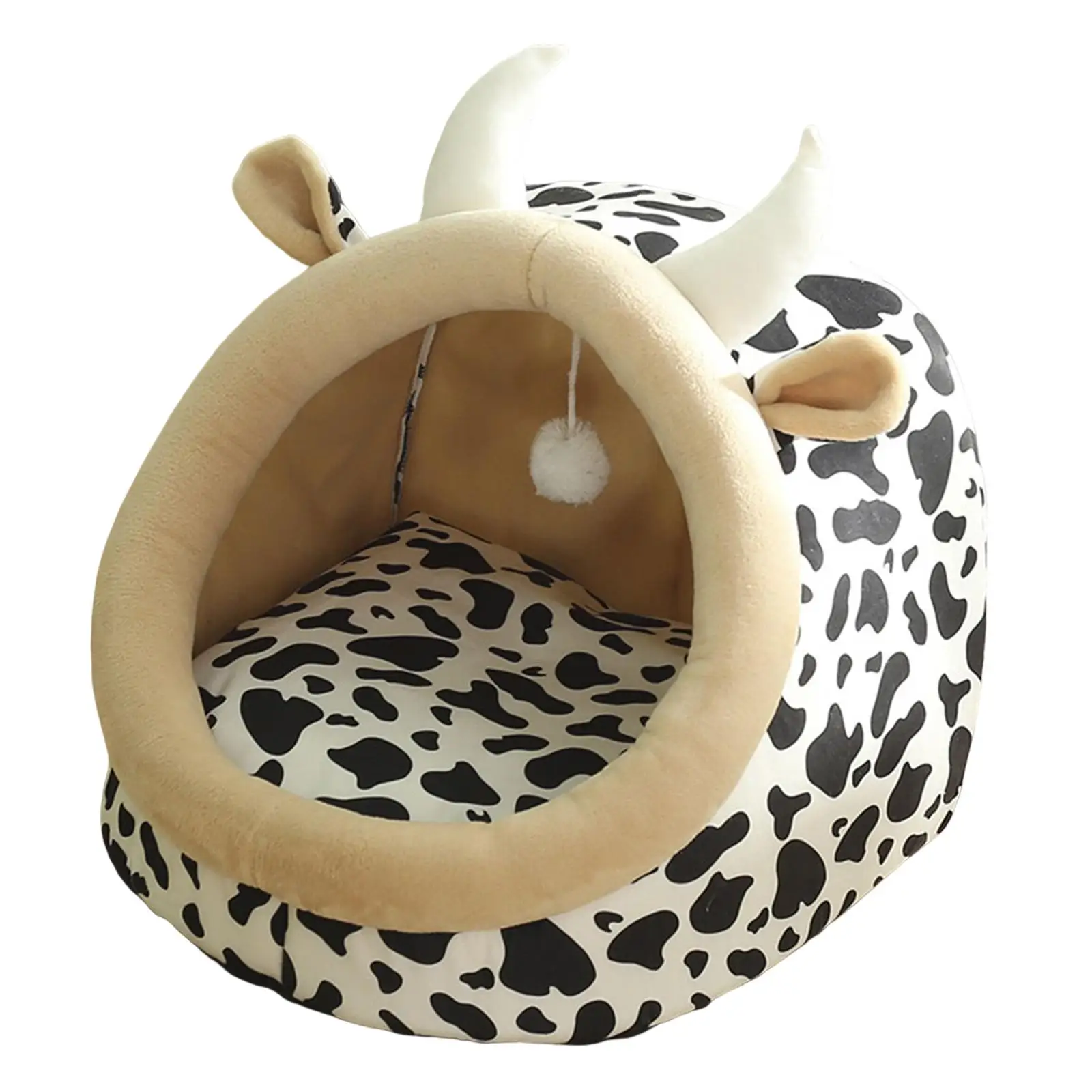 Large Cave Bed with Ball Toy Anti Slip Hideout Cushion Basket Dog No Deformation