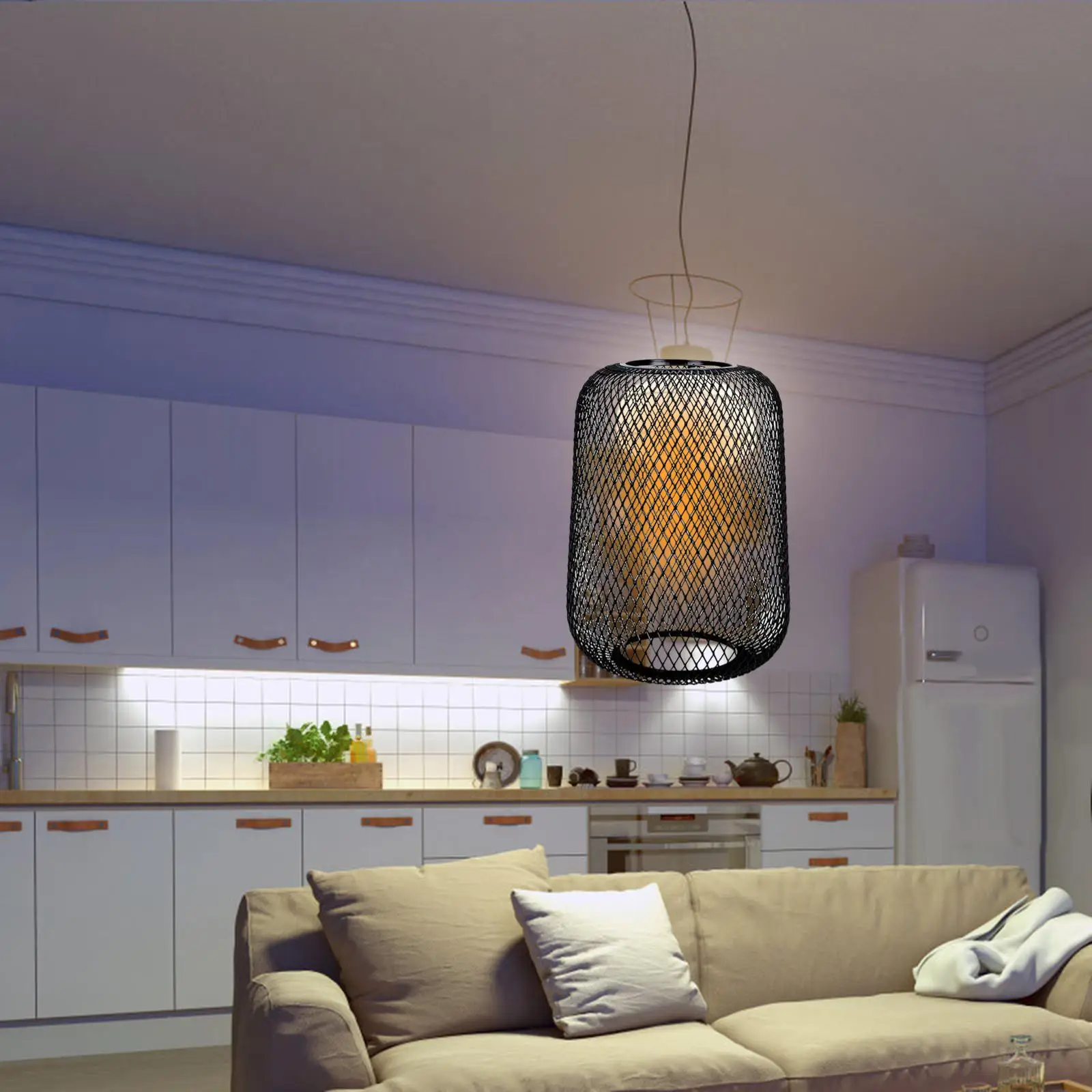 Hollow Out Pendant Lamp Shade Fixture Hanging Light Retro Style Ceiling Light Lampshade for Dining Room Kitchen Decoration