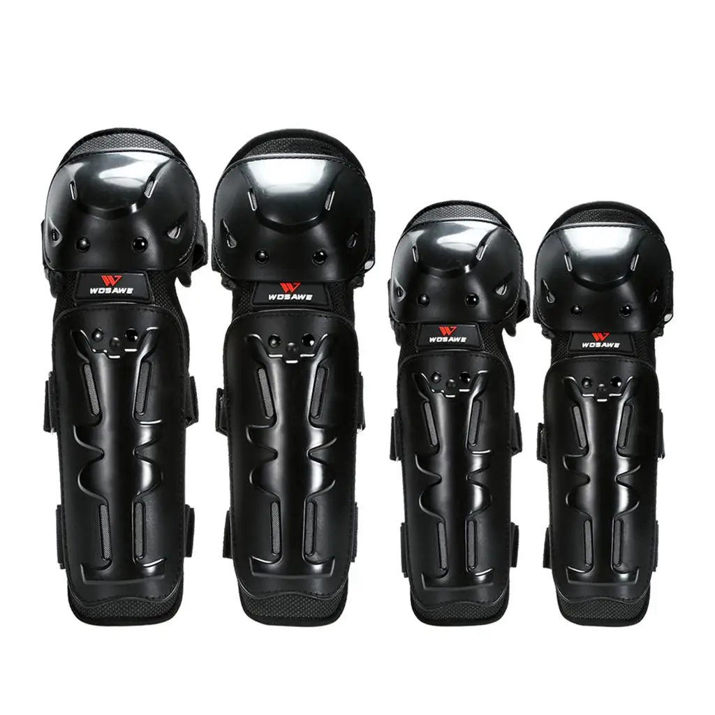 Knee and Elbow Guards for Motocross and Riding 4Pcs Motorcycle Kneepads and Elbow-Pads Black