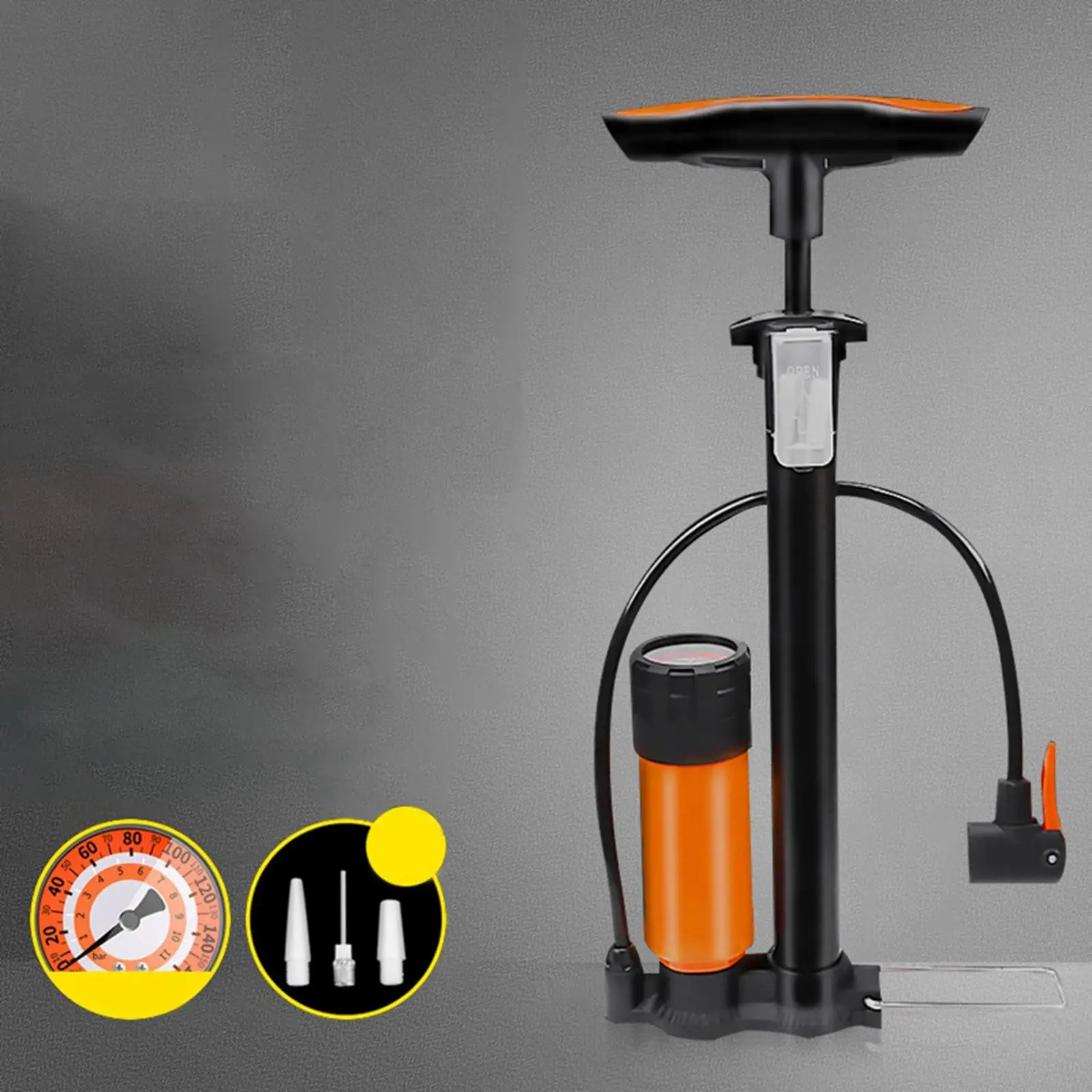 Heavy Duty High Pressure Floor Pump for Presta and Schrader Valve hand