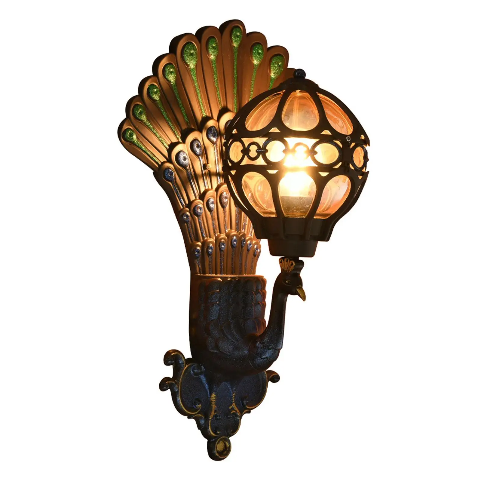 Outdoor Peacock Wall Light Landscape Lights Creative Retro Style Waterproof Wall Lamps for Outdoor Courtyard Deck Patio Decor