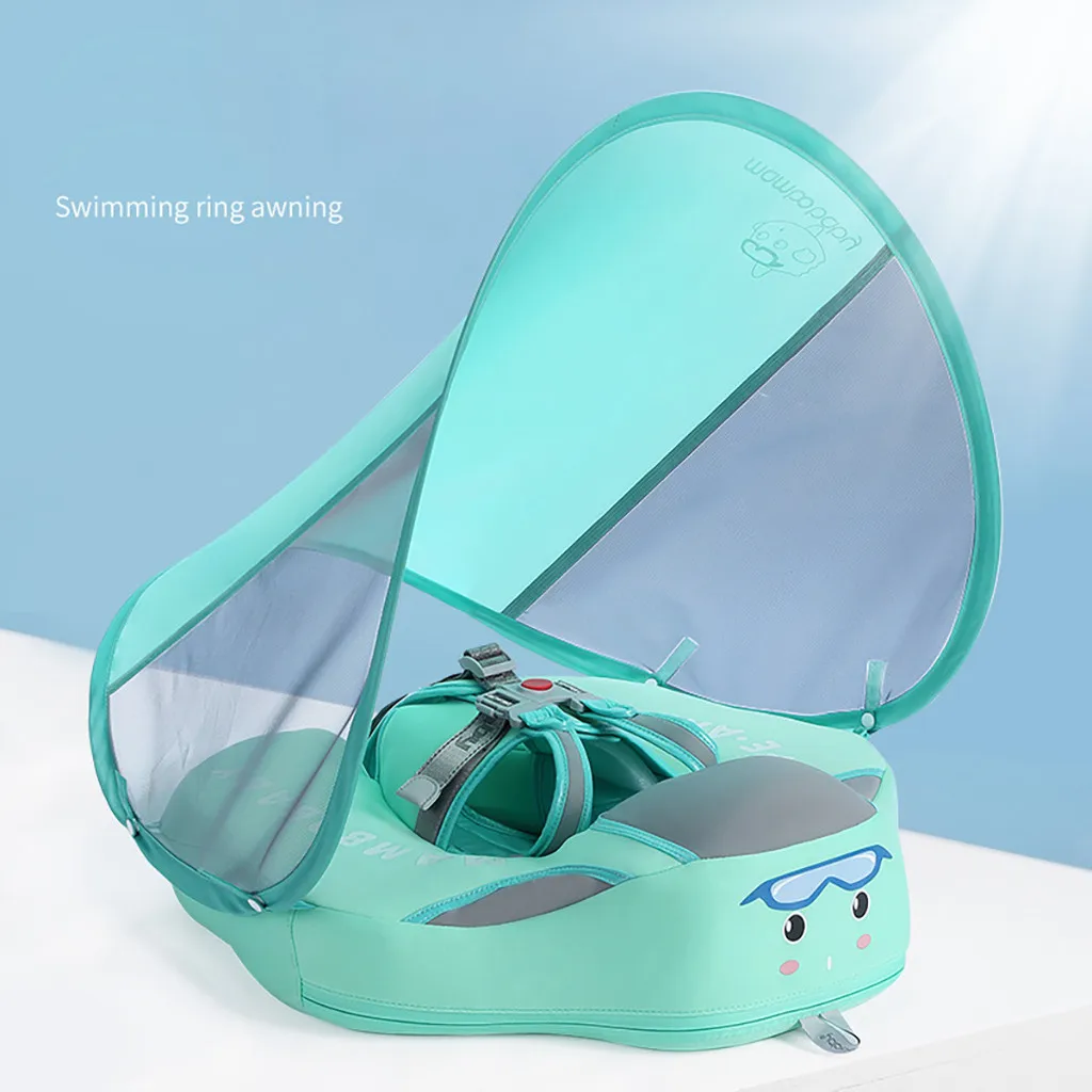 Kids Baby Swimming Ringswith Canopy Swim Ring with Sun Shade No Inflatable For Baby Swimming Accessories Floating Swim Ring 529