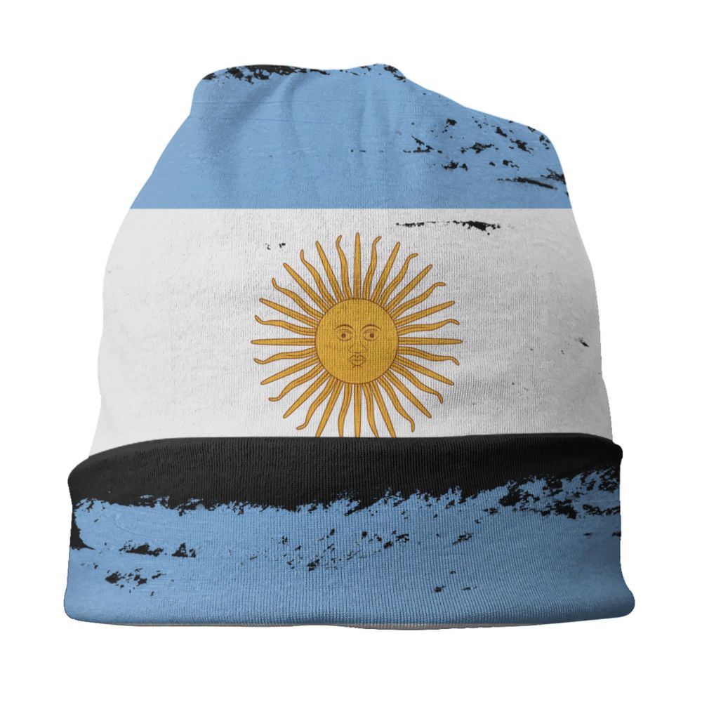 Benutzer definierte Flagge von Argentinien Schädel Mützen Mützen Männer Frauen Unisex Straße Winter warme Strick mütze Erwachsenen Motorhaube Hüte – Detail 33