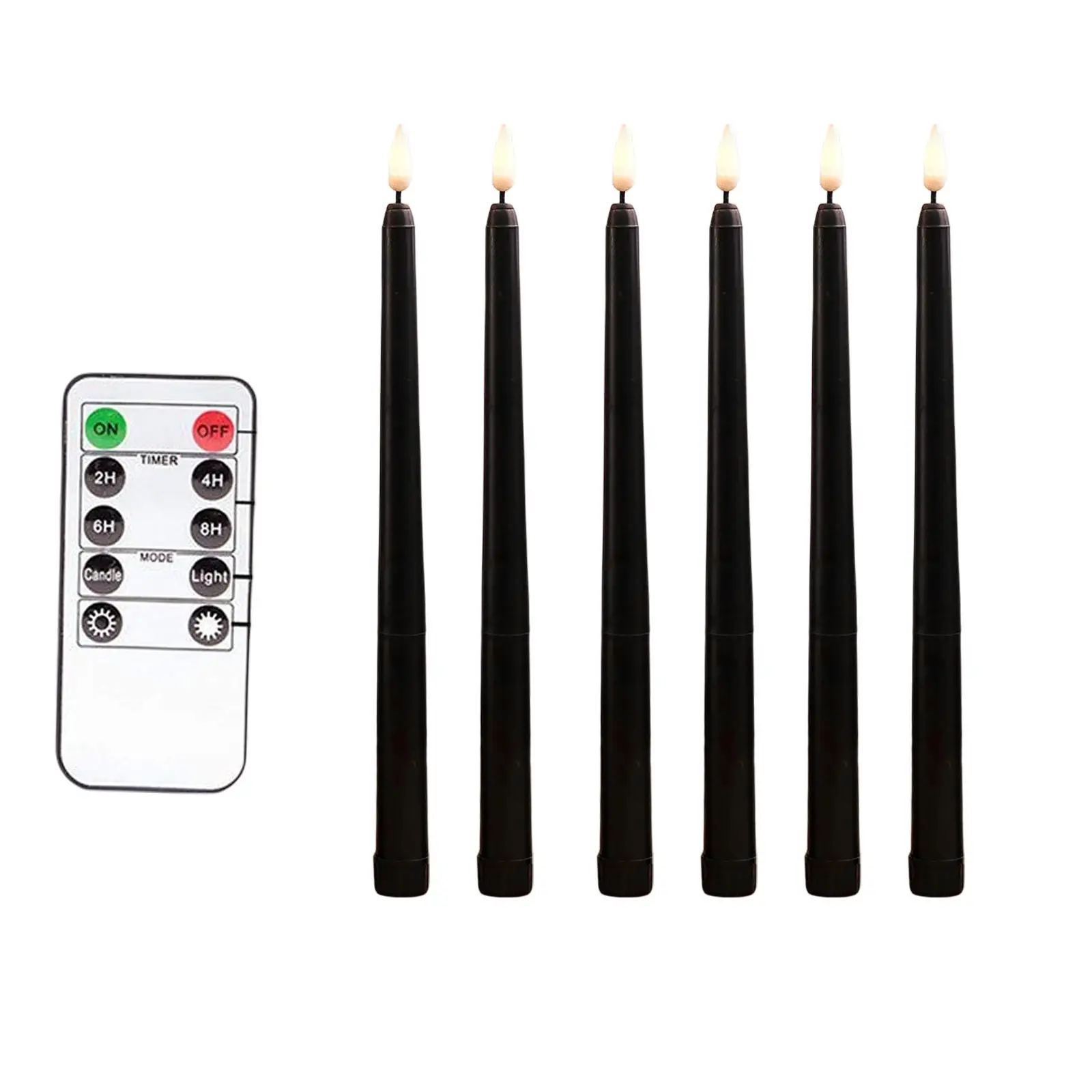 6Pcs Realistic LED Tapered Candles Flameless Taper Candle Timer Window Candles for Wedding Christmas Decoration Festival Holiday