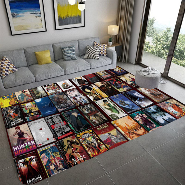 LAKEA All Cash Tufted Rug 3D Anime Rugs Floor Safety Pad Aesthetic Home  Room Winter Warm Decor For Teen Room Cool Purple Mat