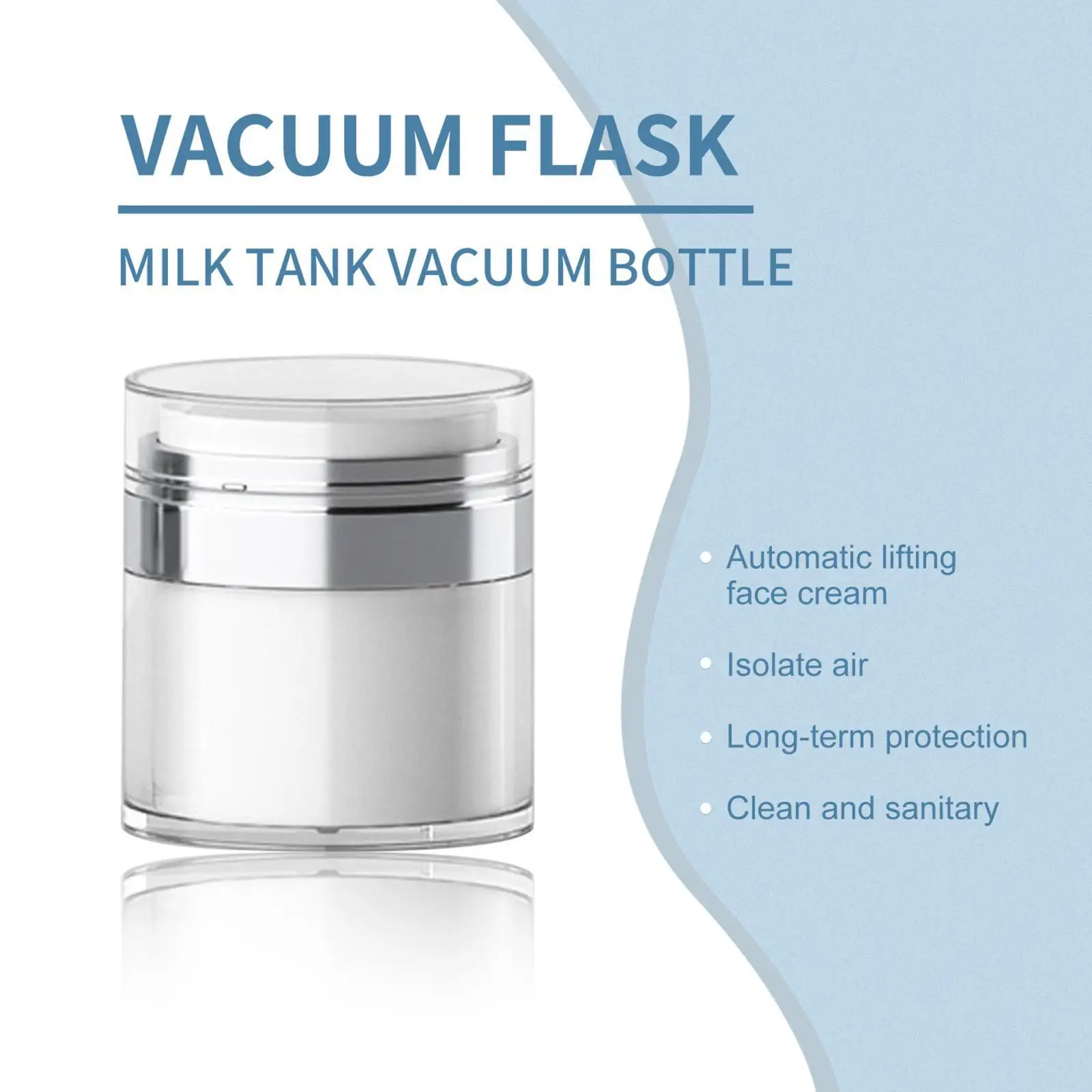Airless Pump Jar Leakproof Portable Vacuum Press Face Cream Jar for Lotions Refillable Creams Gels Lotions Dispenser for Travel