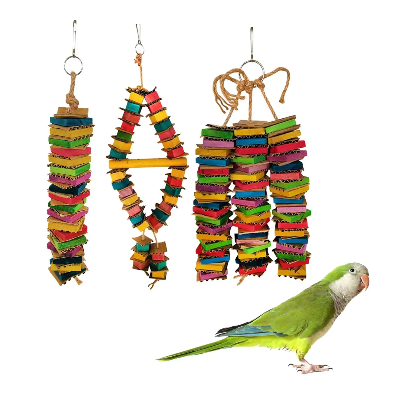 Large Medium Bird Parrot Chewing Toy  Wooden Parrot Blocks Knots Tearing Toy  Bite Toy for African Grey, Macaws Cockatoos etc.