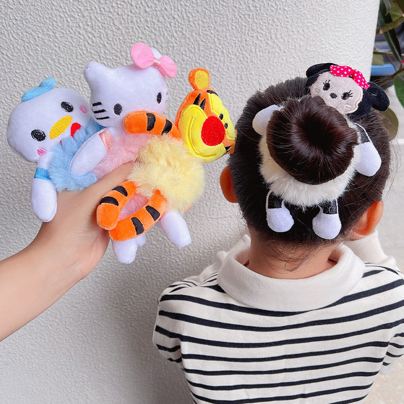 Plush Hair Band Animal Cute Bear Elastic Ponytail Holder Accessories For Woman Girl Hair Tie Kawaii Plush Toy Scrunchie Animal