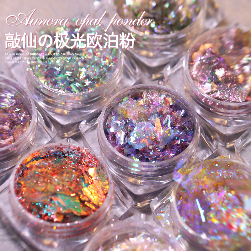 Best of 1 Box Aurora Opal Nail Glitter Sequin Sparkly Gradient Symphony Polarized Flakes Magic Mirror Mica Powder DIY Nail Decoration Reviews & Tips