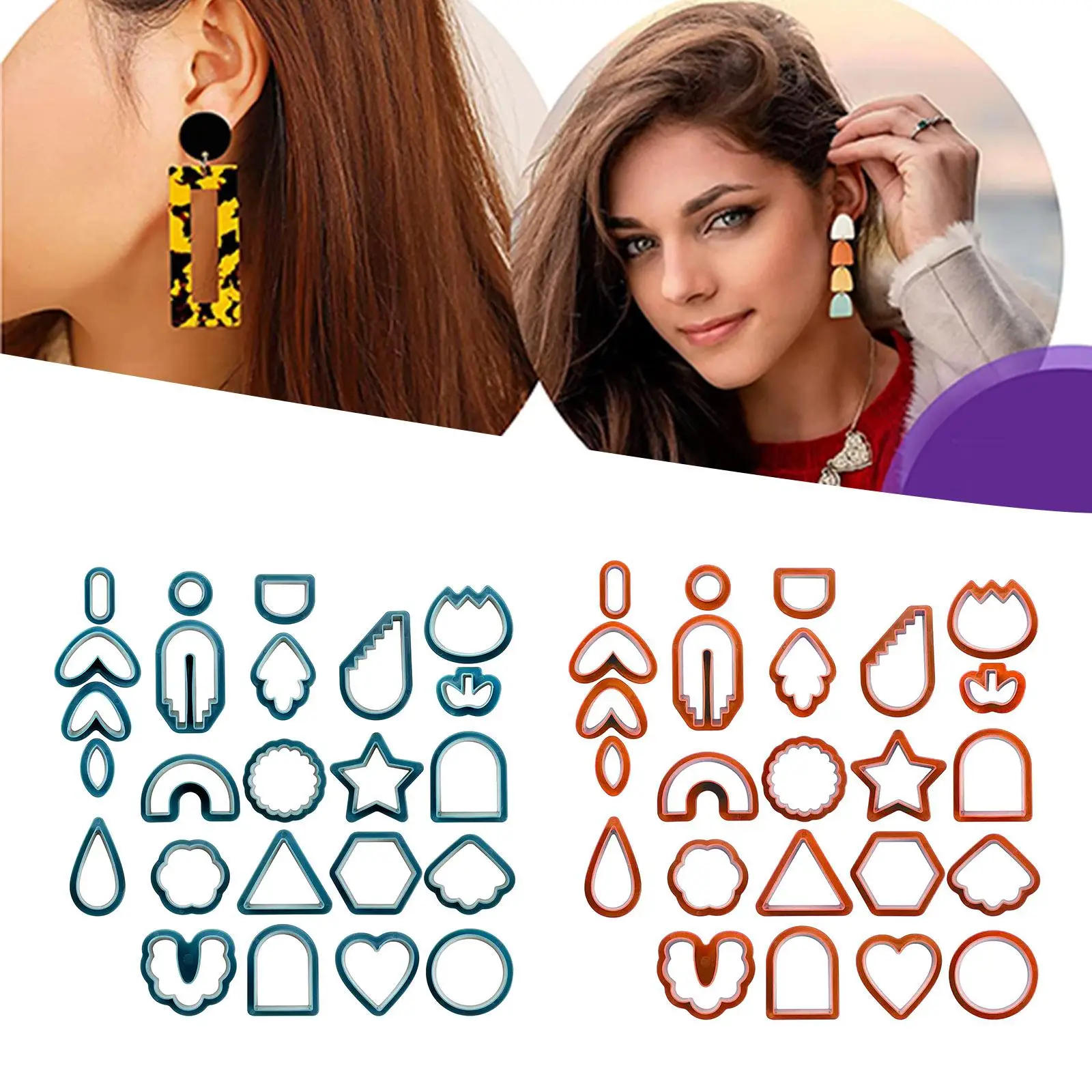 24Pcs Polymer Clay Cutter Set Earrings Different Shapes Jewelry Making