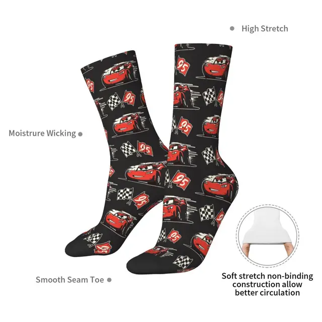 Winter Warm Crazy Design Men's Women's Lightning McQueen Collage Socks  Cartoon New Sweat Absorbing Sports Socks - AliExpress