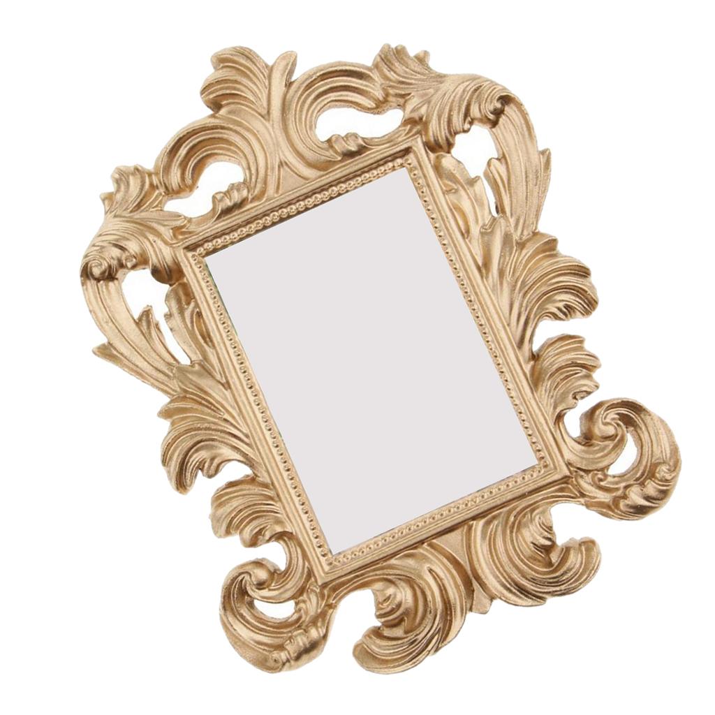 Glitters Golden Baroque Photo Frame Resin Stand Photo Picture Frame DIY Place Name Card Holder for Desk or Wall