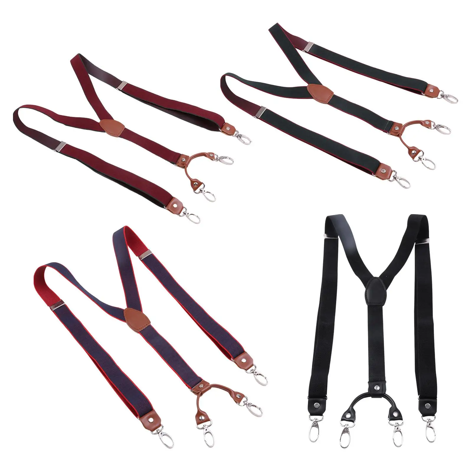 Suspenders for Men, Elastic Adjustable 4 Hooks Y Back Construction 1 inch Wide Belt Loops Pants  for Work Casual Accessories