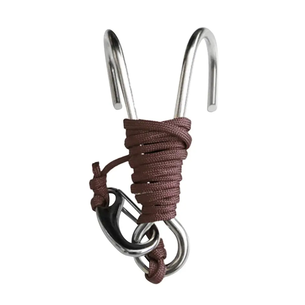 hook with carabiner and leash, underwater