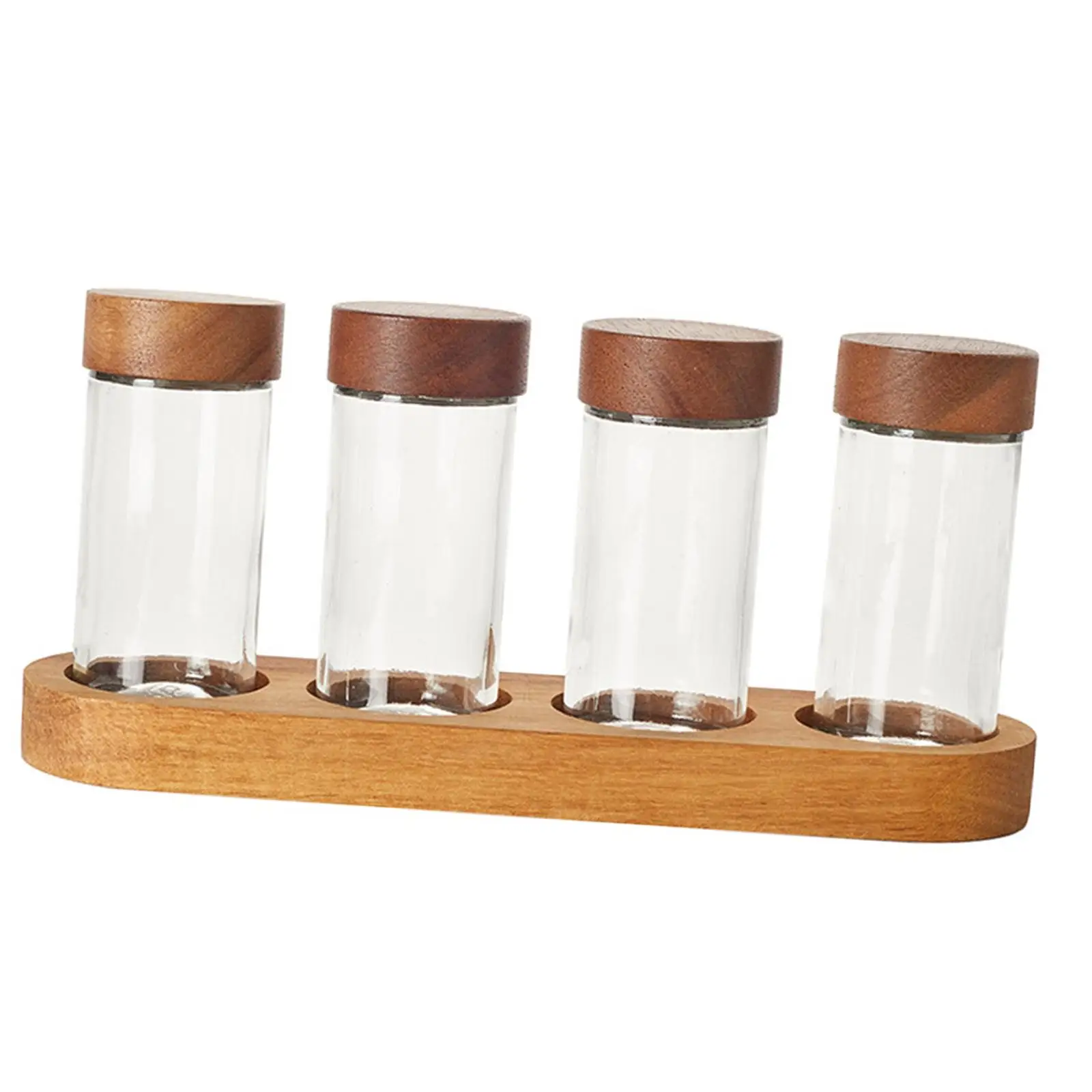 4x Condiment Jars Set Multipurpose with Lid and Tray Sugar Bowl Glass Spice Jars for Tea Pepper Coffee Beans Nuts Spice
