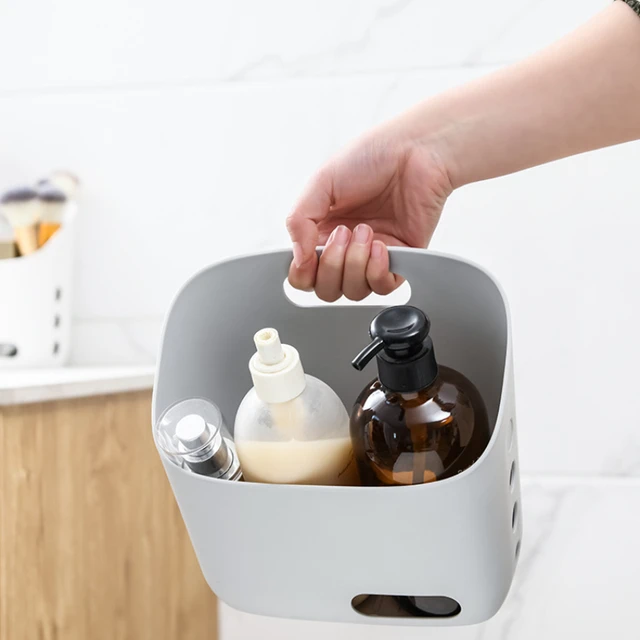 Bathroom Shower Hanging Basket with Drain Hole Kitchen Plastic Sundries Storage  Basket Bedroom Snack Cosmetics Storage