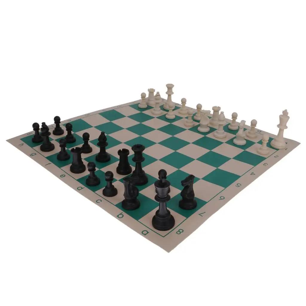 Portable Chess Game Travel Game with Roll Up Chessboard Kids 50,5 X 50 Cm