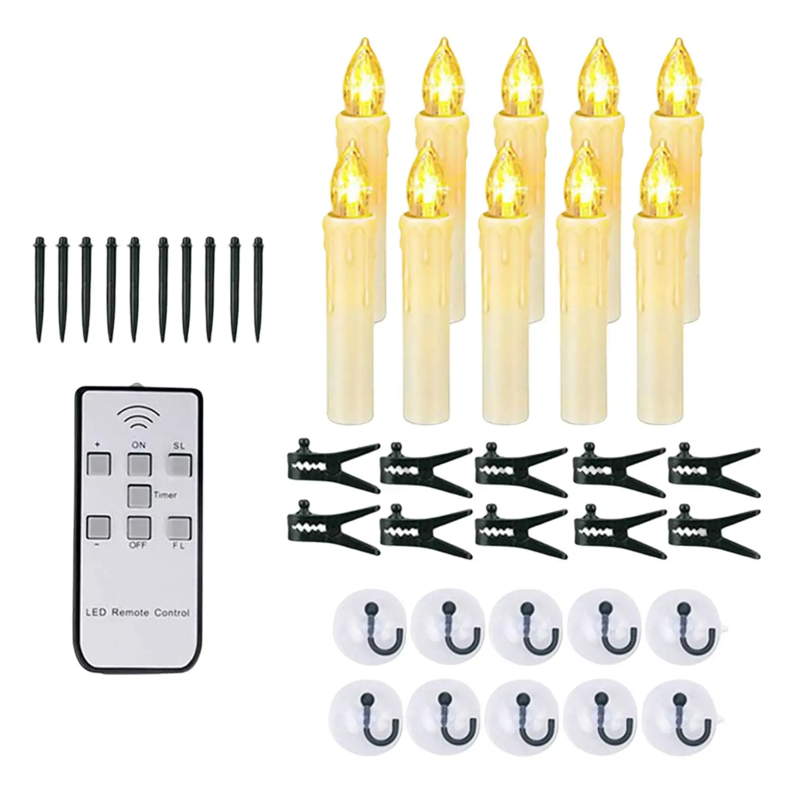 10x LED Candle Lights with Remote and Timer Flameless Taper Candles for Party Holiday Home Decoration