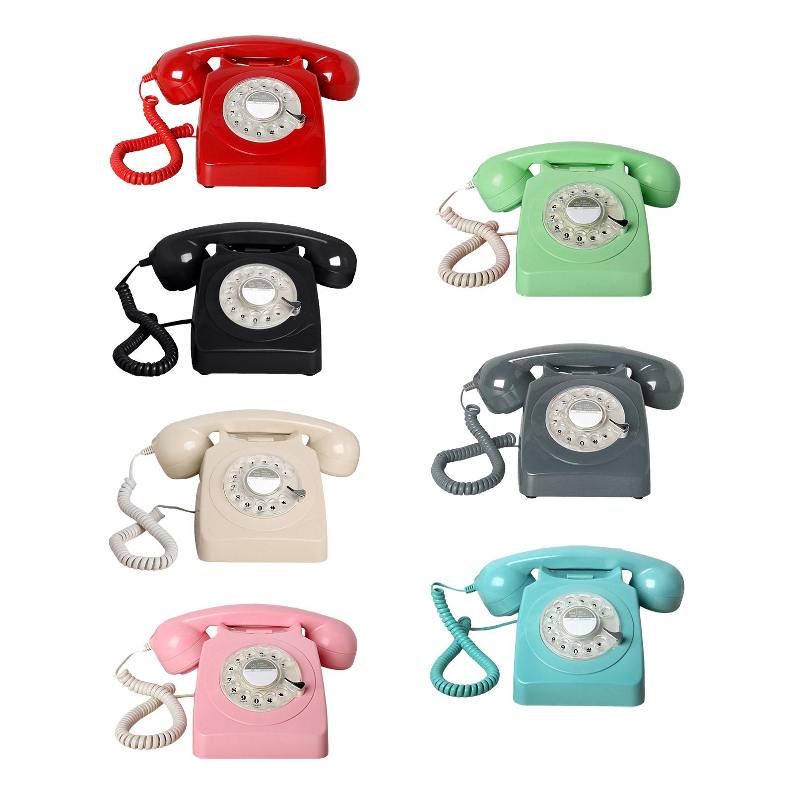 Retro Landline Telephone Vintage Rotary Dial Telephone with Metal Bell Large Numeric Keypad Retro Phone for Wedding Hotel Decor