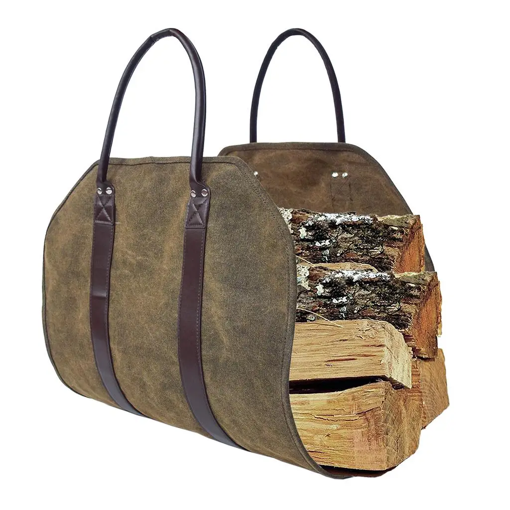 Heavy Duty Log Caring Tote Bag Large FireDurable Firewood Holder Storage Bag