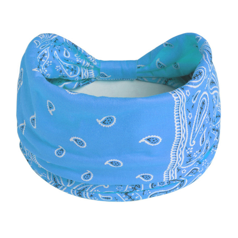 Boho Knoten Turbane Yoga elastische Kopf wickel Frauen Stirnband breite Haar bänder Kopf bedeckung gedruckt Bandanas Mode Haarband Zubehör – Detail 10