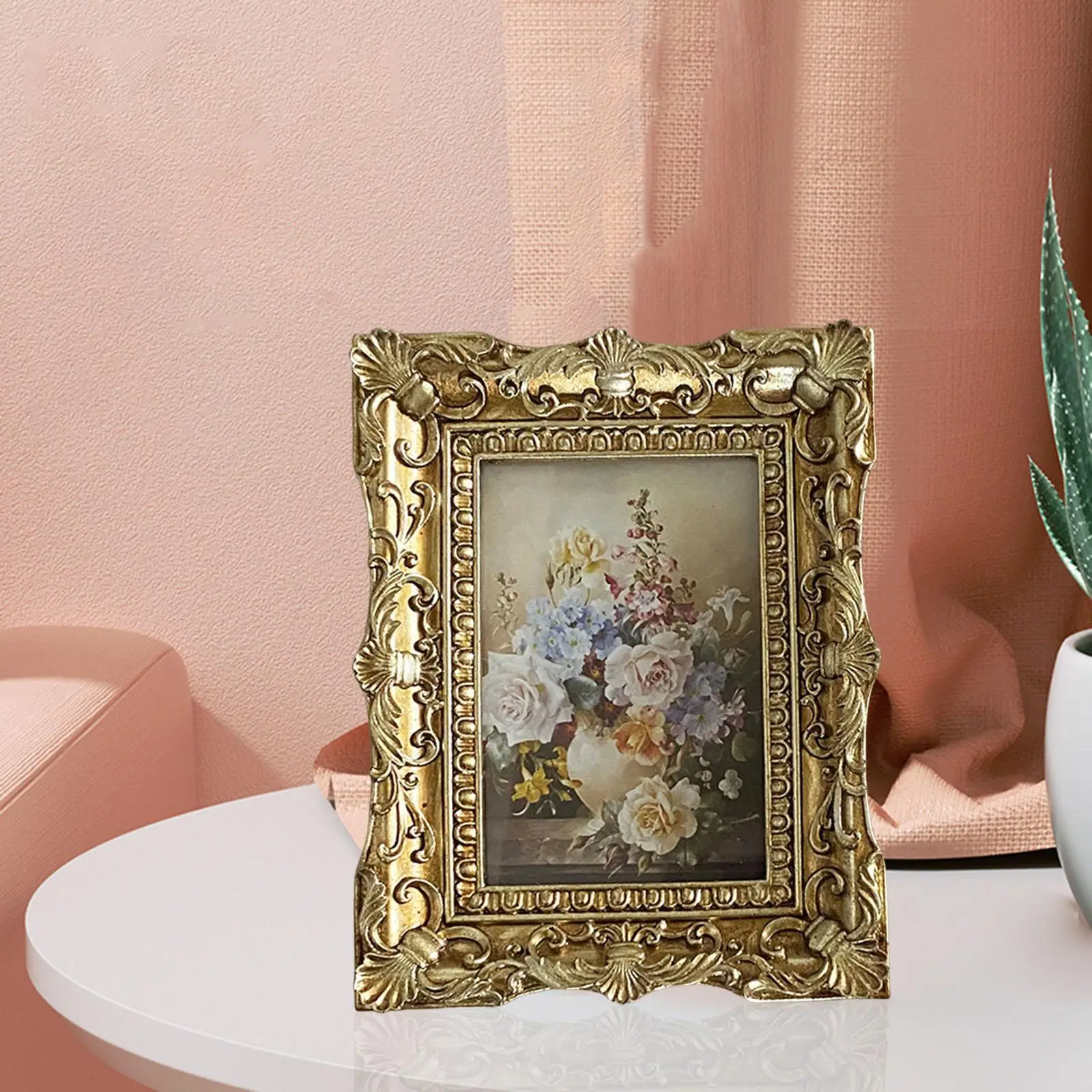 Retro Style Photo Frame Picture Display Holder Resin Picture Frame Tabletop Wall Hanging for Hallway Decoration Holiday Gift
