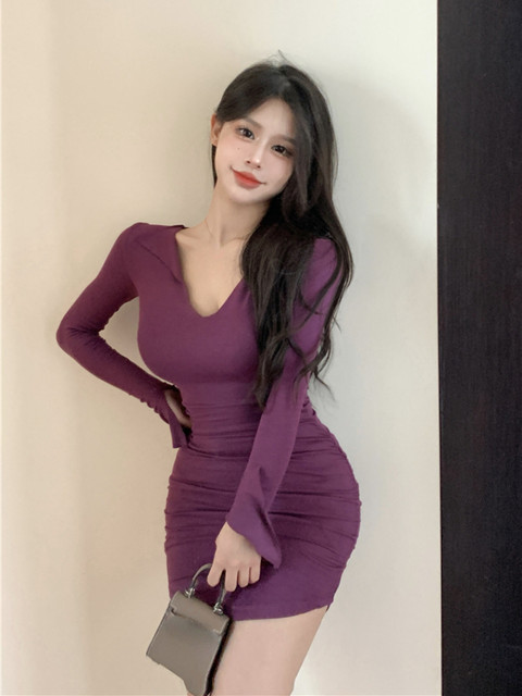 Korean One Piece Dress Women | Korean Clothing Women | Long Sleeve