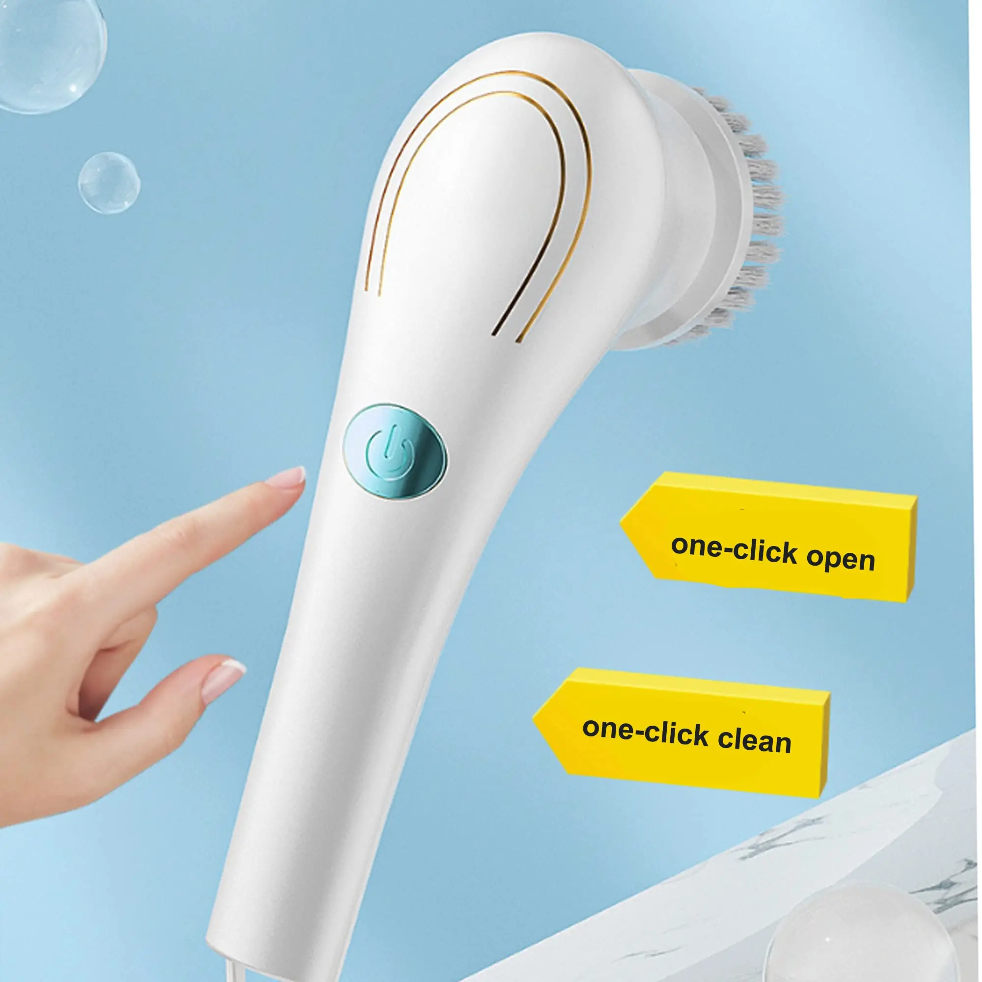 S4fc3f8a25e4741c4a8668d4c4562eba6y USB Rechargeable 360° Electric Spin Scrubber Cordless Handheld Scrubber with 5 Replaceable Brush Heads, Electric Floor Scrubber