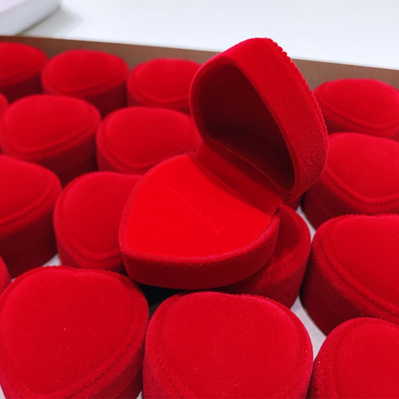 Red Love Single Ring Box Pendant Box Ring Organizer Jewelry Gift Storage for Wedding Proposal Engagement Ceremony
