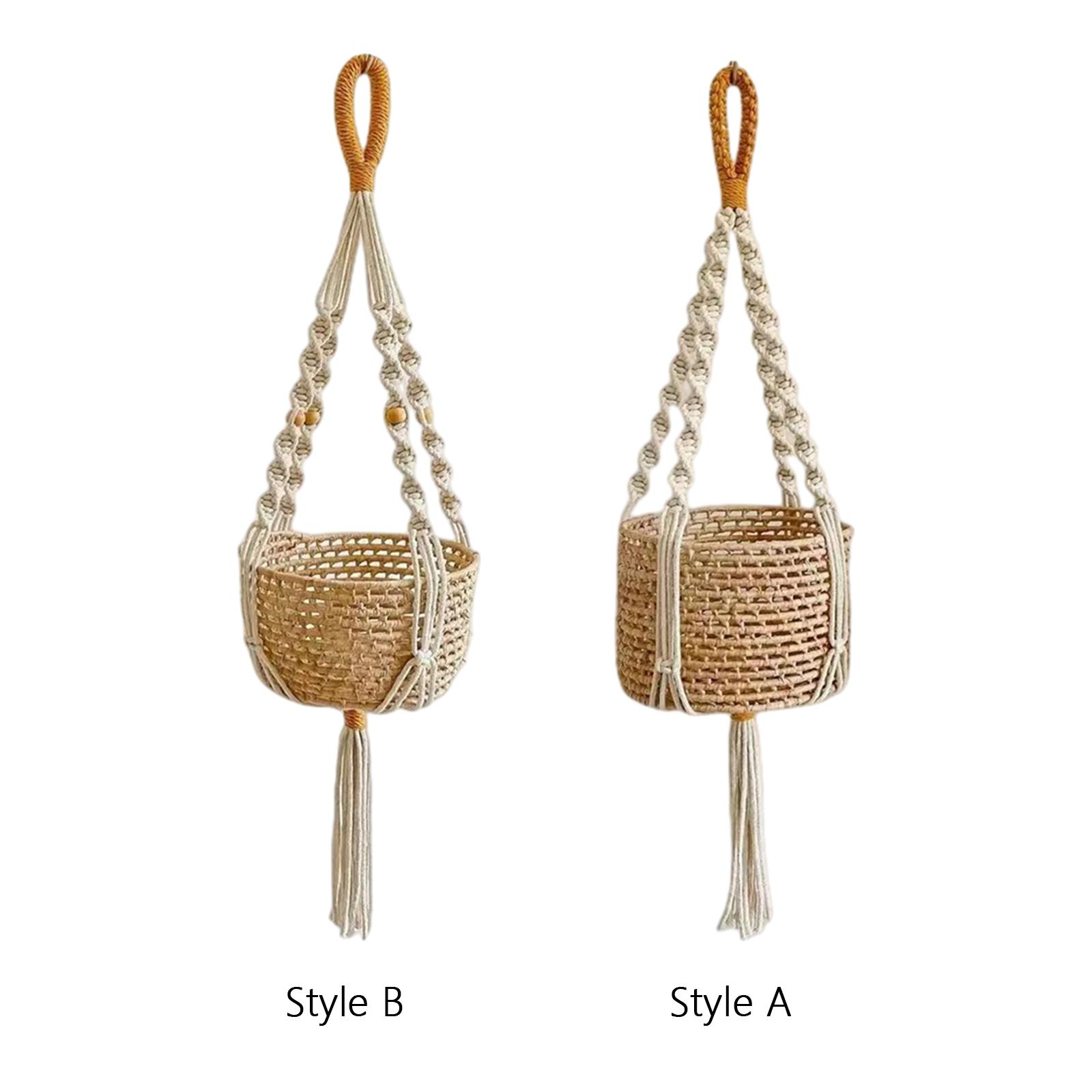 Plant Macrame Hanger Cotton Rope Boho String Bag Plant Holder Hanging Plant Pot Basket for Porch Window Ceiling Kitchen Patio