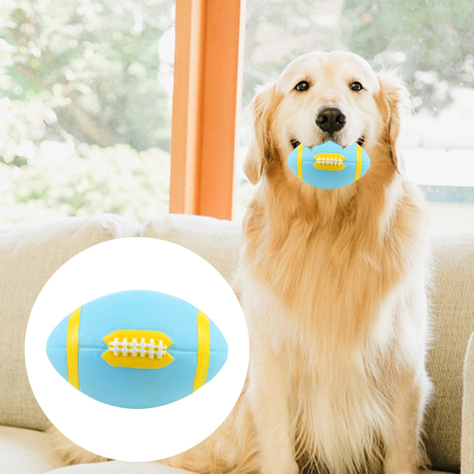 Pet Dog Toys Teething Squeaky Balls Interactive Chew Toys Puppy Playing Training Rubber Rugby for Small Medium Large Dogs