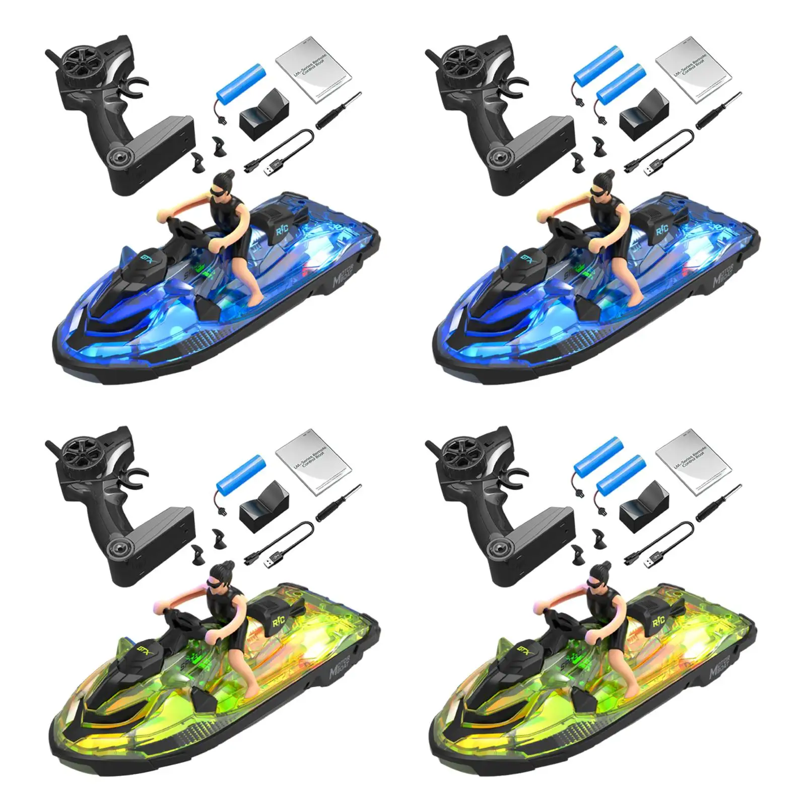 RC Speed Boat with Light Pools and Lakes Swimming Pool Water Toy 2 Gears Speed Adjustment High Speed RC Boat for Kids Boys Gifts