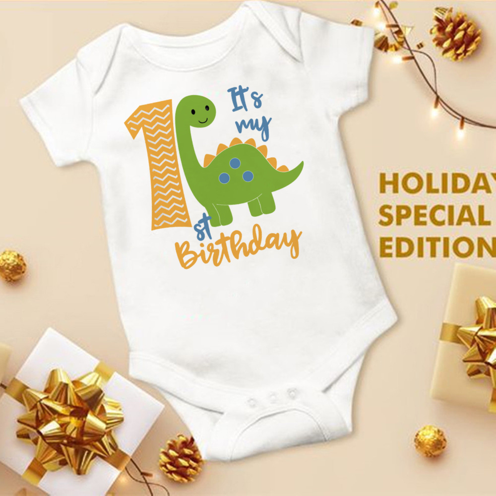 Mein 1. Geburtstag Neugeborenen Stram pler Sommer Säugling Körper Kleinkind kurze Prinz Ärmel Overall Baby Jungen Geburtstags feier Outfit Kleidung – Detail 25