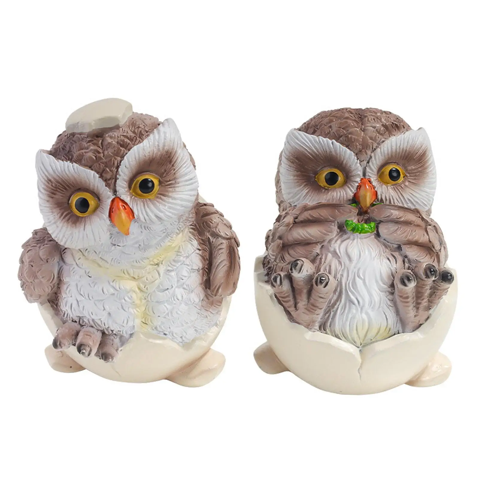 2Pcs Creative Owl Statues Figurines Decoration Decorative Gifts Works Ornament for Garden Office New Year