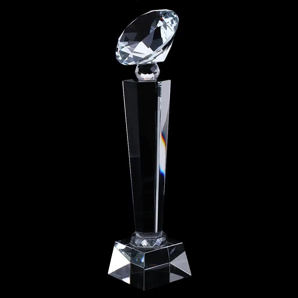 1 Crystal Winner Trophy Cup 29cm Tall Diamond Style for Victory Award