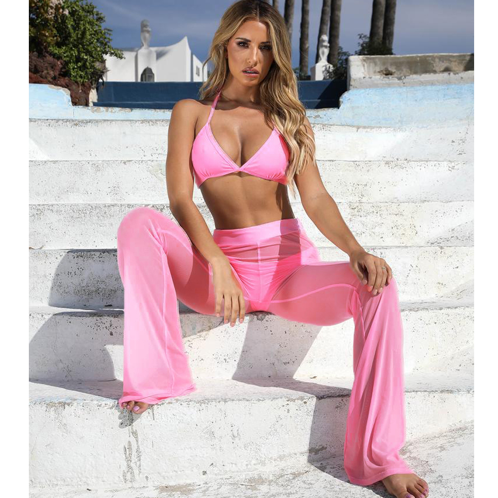 Neue Sexy Rüschen Frauen Strand Mesh Hosen Sheer Bein Hosen Transparent Durchsichtig Cover Up Bikini Hosen Pantalon Heißer S-XL – Detail 3