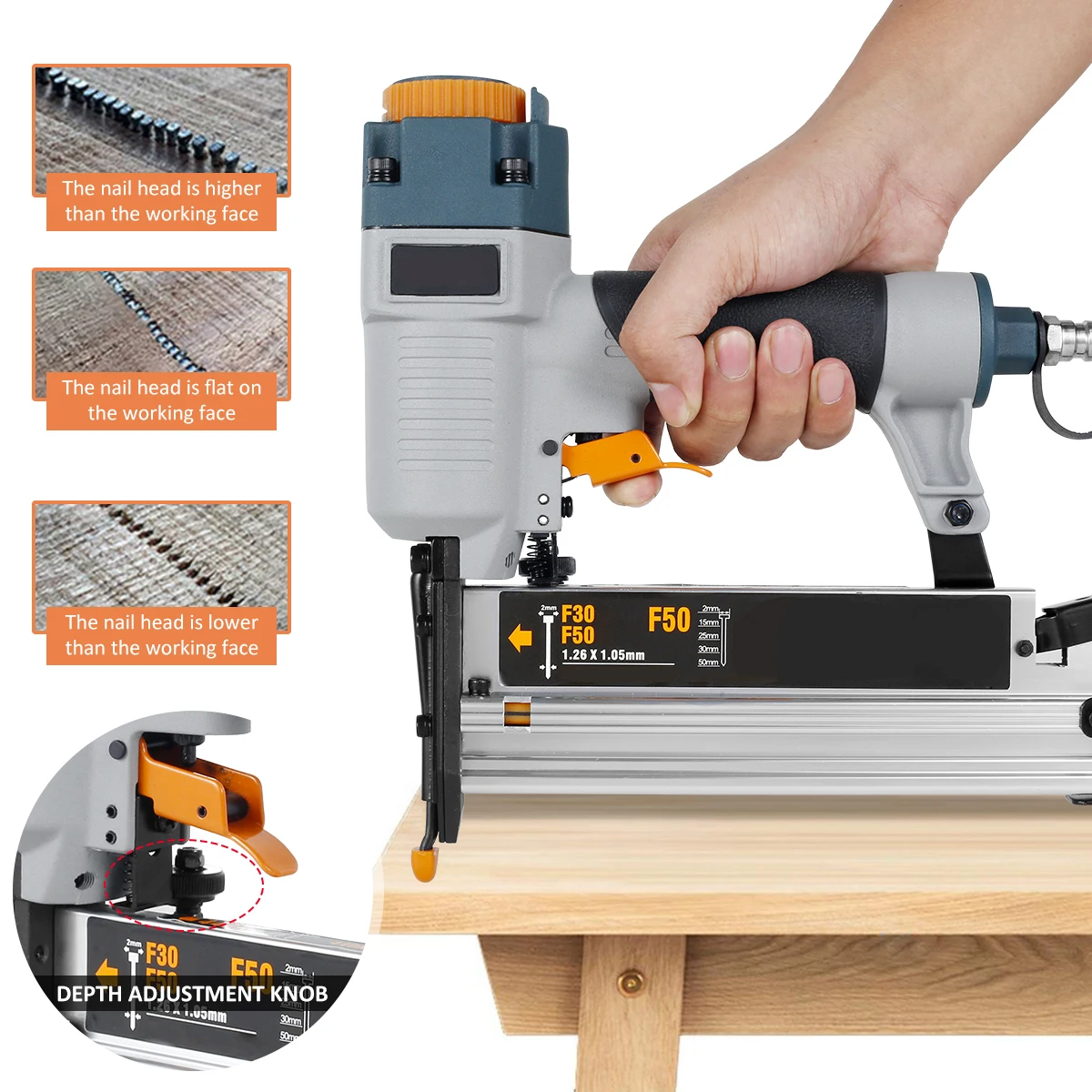 Industrial 16Ga 18Ga Woodworking Air Nail Gun | Carpentry Tool | Power Tool