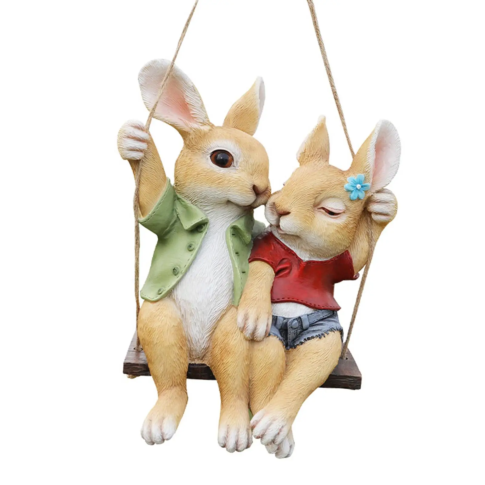 Indoor Outdoor Cute Hanging Rabbits Tree Figurines Patio Yard Decoration