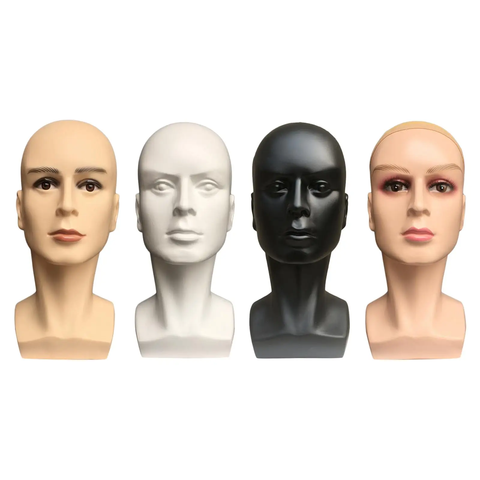 Male Bald Mannequin Head Smooth Multipurpose Manikin Wig Head Stand Wig Display Stand for Wigs Displaying Making Styling Glasses