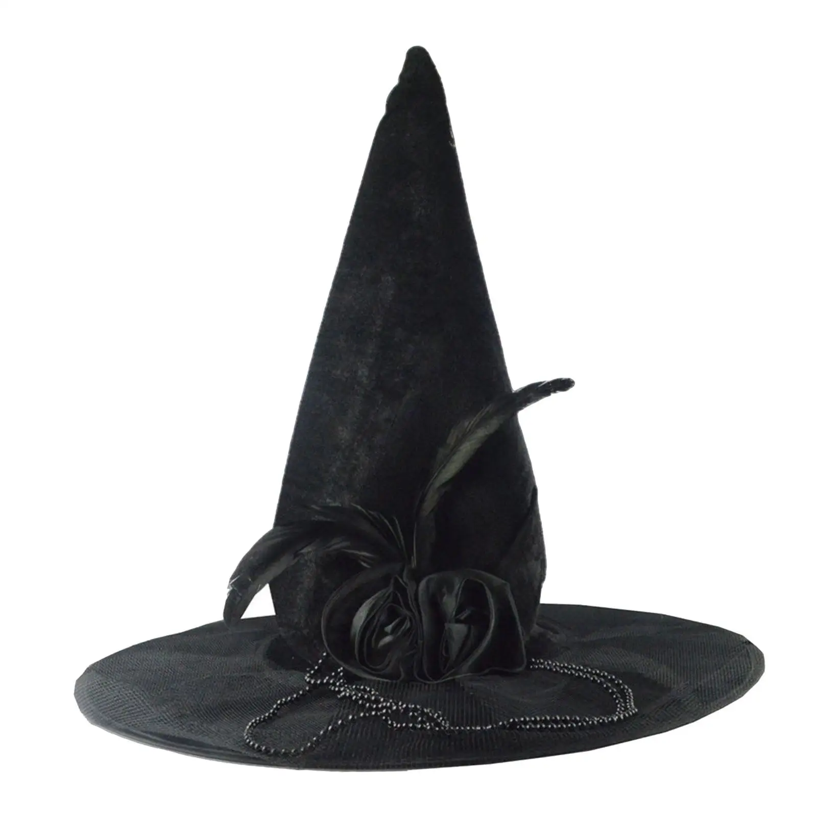 Halloween Witch Hat Comfortable Lightweight Pointed Top Hat Wide Brim Witch Hat for Party Cosplay Fancy Dress Masquerade Clubs