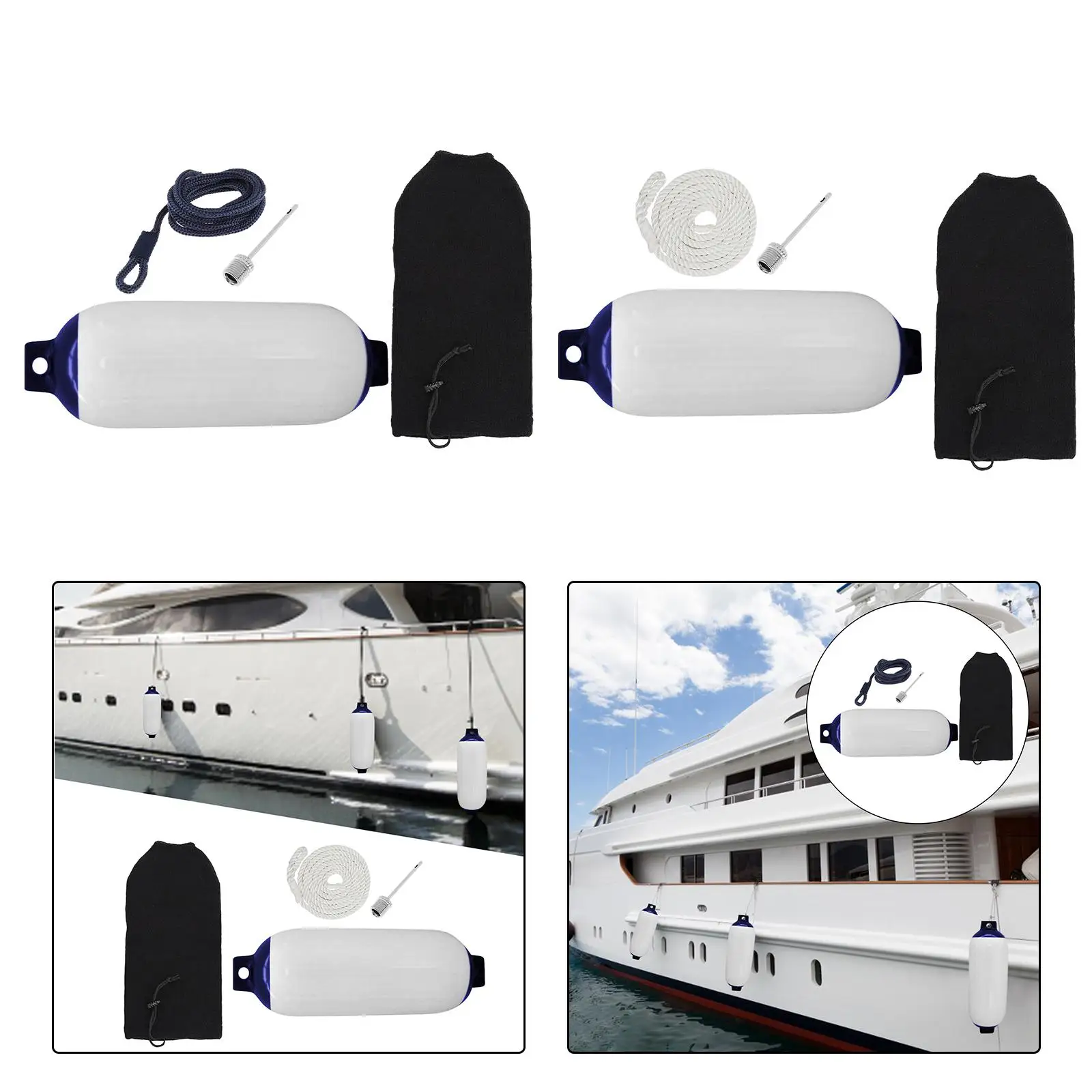 Boat Fender Accessories Use to Bass Boats Sport Boats Sailboats 11x40cm Durable Buoys Protector Boat Bumpers Fenders with Rope