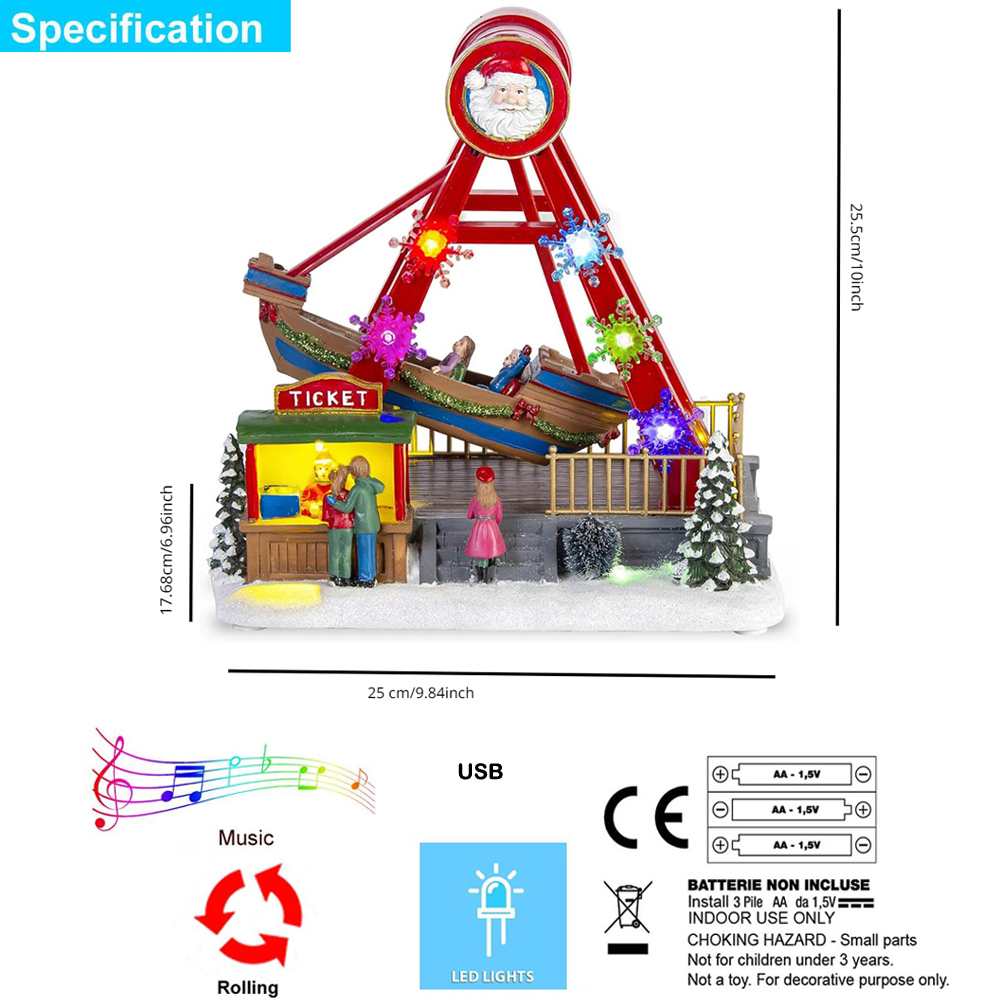 Коллекция рождественской деревни, Карнавальная поездка, корабль Санты,  анимированная лодка-качели с огнями и музыкальными сезонными украшениями,  аксессуар | AliExpress