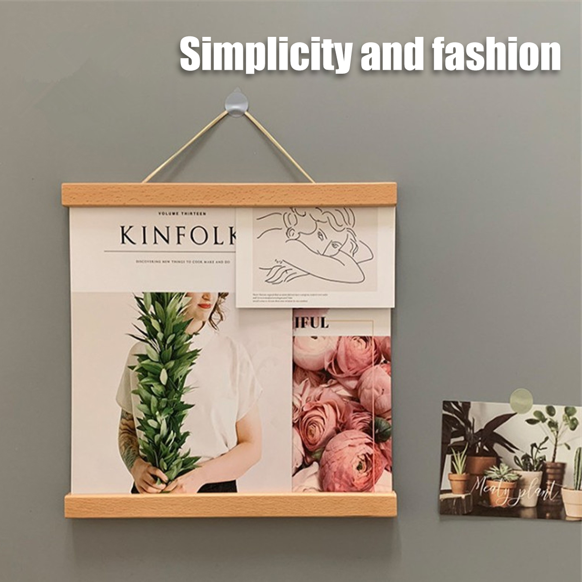 Title 7, 4Pcs Wood Magnetic Poster Hanger Natural Frame ...