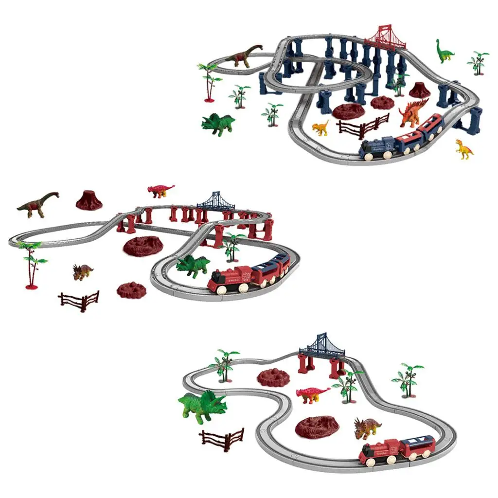 Train  Toys, Dinosaur Track Construction Playset, Flexible Track Toys for Kids Toys