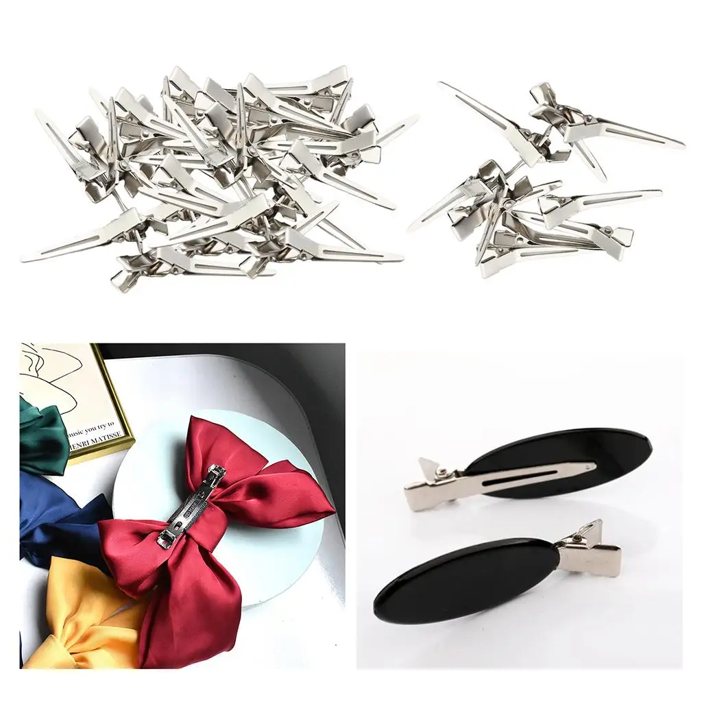 50pcs Single Prong Clips Section Clips Metal Alligator Hair Pins Clips  Accessories Tools for Hair Extensions