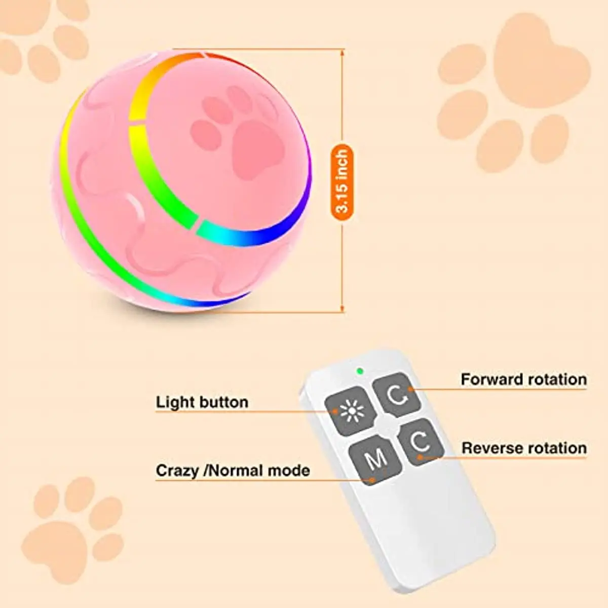 A neon pink flashing ball designed for big pups with remote control included