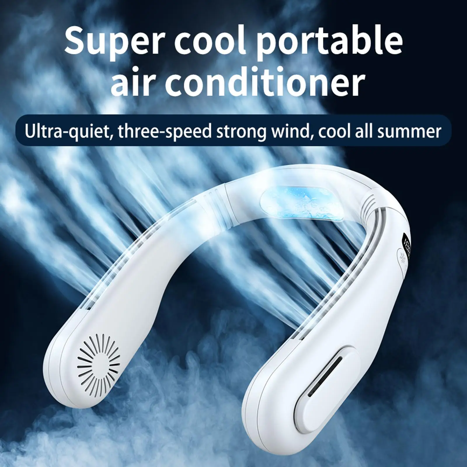Portable Neck Hanging Fan Hands Free Low Noise 4000mAh 3 Speeds for