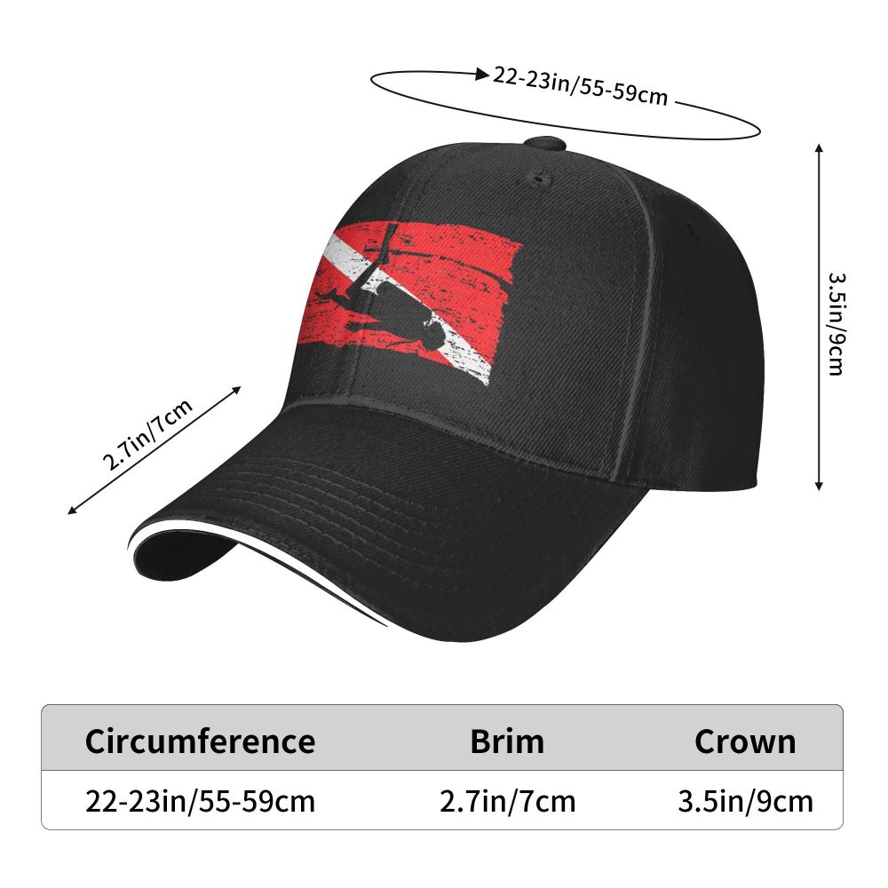 Tauch flagge Vintage Taucher Tauchen Tauchen wind dichte Kappe Sonnenblende Hip Hop Kappen Cowboyhut Peaked Hüte – Detail 6