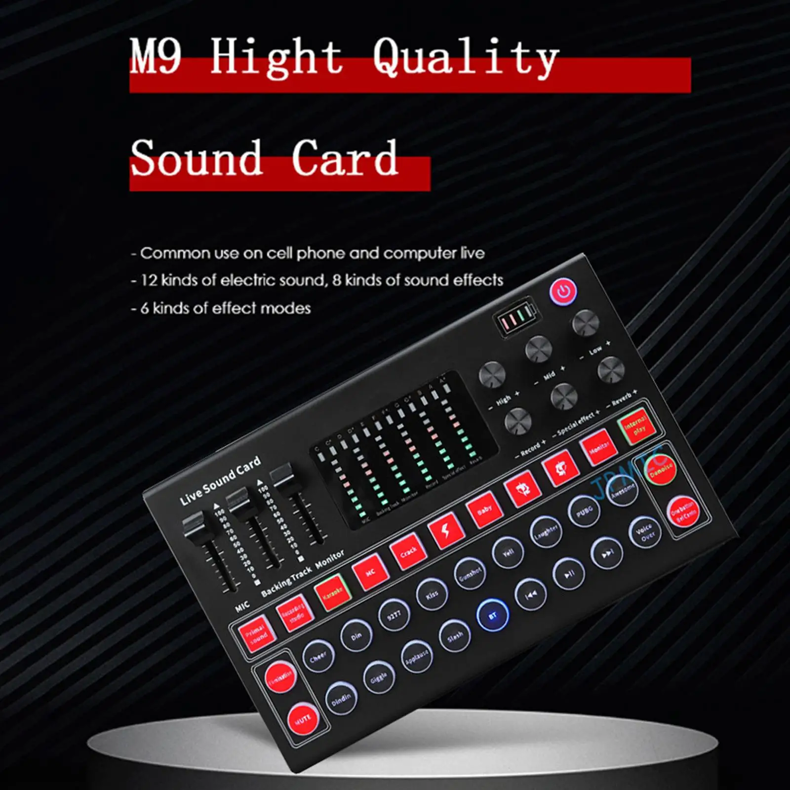 M9 Sound Card External USB Audio Interface Sound Card for Gaming Computer Live Broadcast